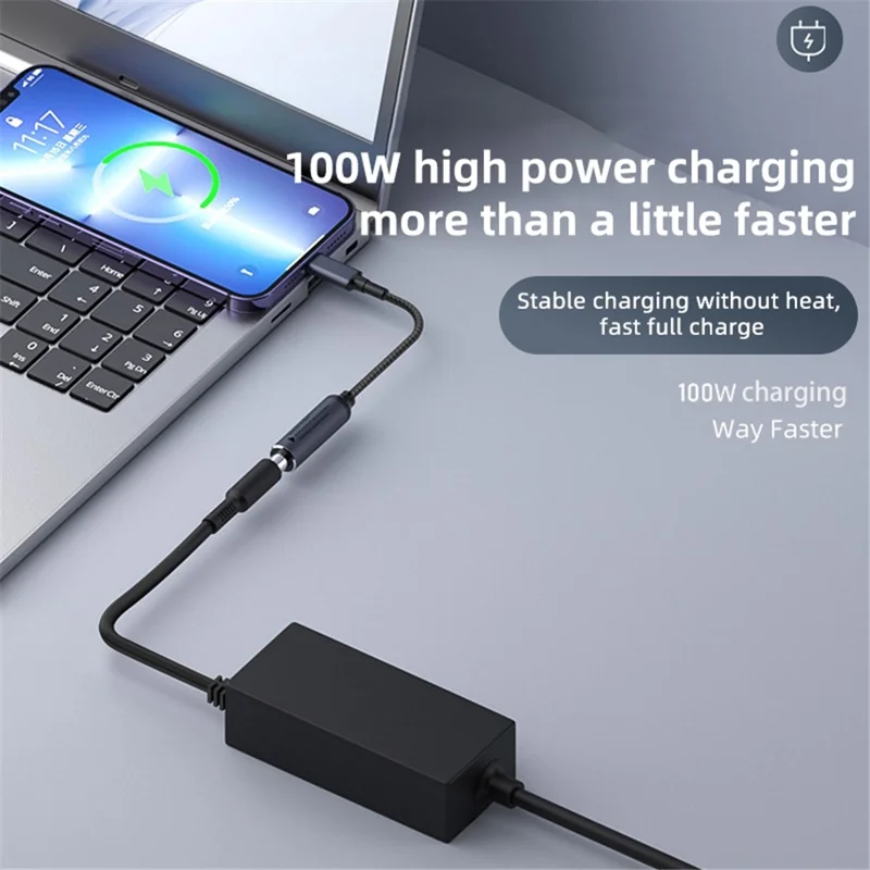 DC 5.5x1.0mm to Type-C Male PD 100W Cable Laptop Charging Converter Power Supply