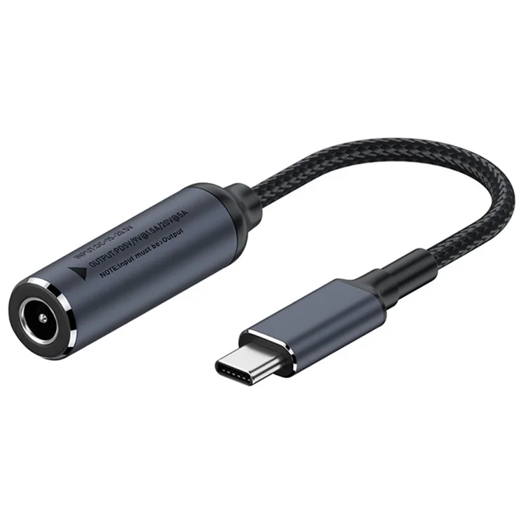 DC 5.5x2.1mm to Type-C Male PD 100W Power Charge Cable Replacement Laptop Charging Adapter