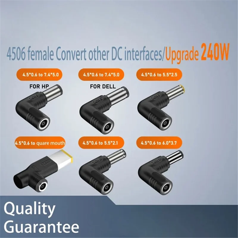 240W DC 4.5x0.6mm Female to Square Elbow Converter for Lenovo Laptop Power Adapter