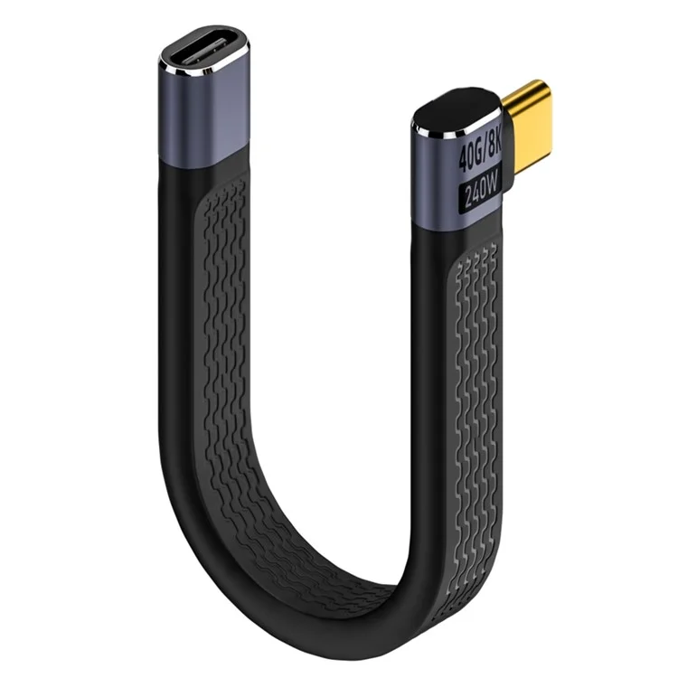 240W Fast Charging USB Type-C Male to Female Elbow FPC Soft Wire 40Gbps Data Cable