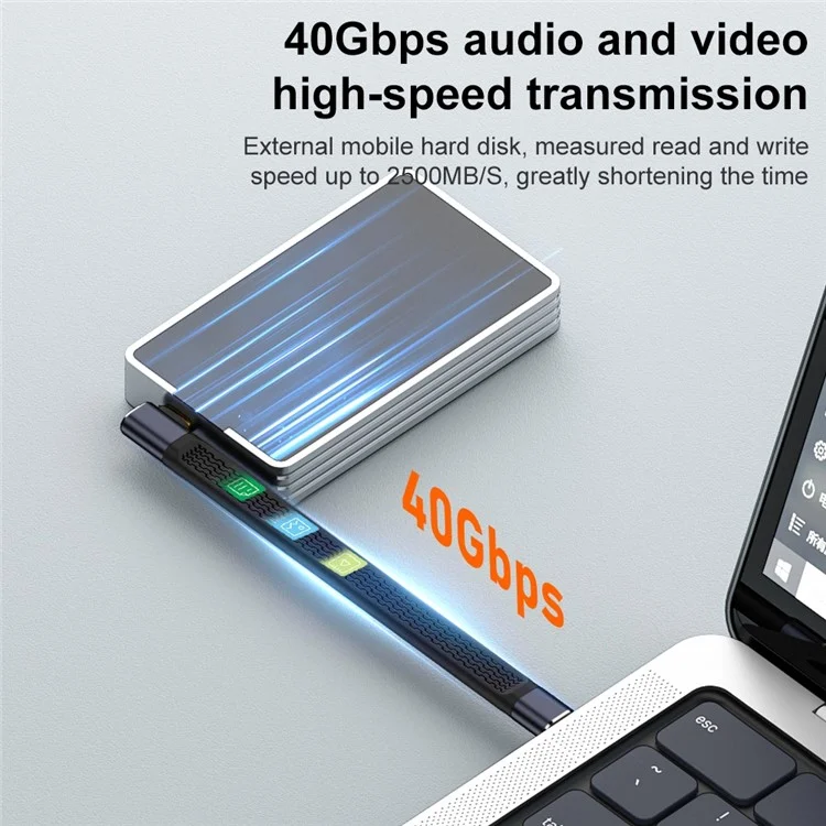 240W USB Type-C Male to Male Elbow FPC Cable Soft Wire Support 40Gbps Data Transmission