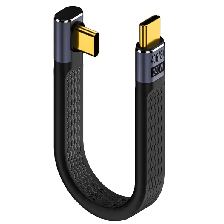 USB Type-C Male to Male Middle Elbow FPC Soft Wire 40Gbps Data Cable Support 240W Fast Charging