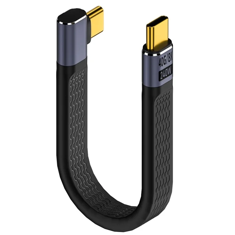 USB Type-C Male to Male Elbow FPC Soft Wire 40Gbps Data Cable Support 240W Fast Charging