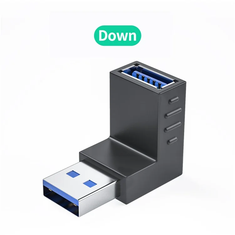 ENKAY HAT PRINCE USB 3.0 Conector Masculino para Feminino Conversor Ângulo Reto de 90 Graus - Ângulo para Baixo
