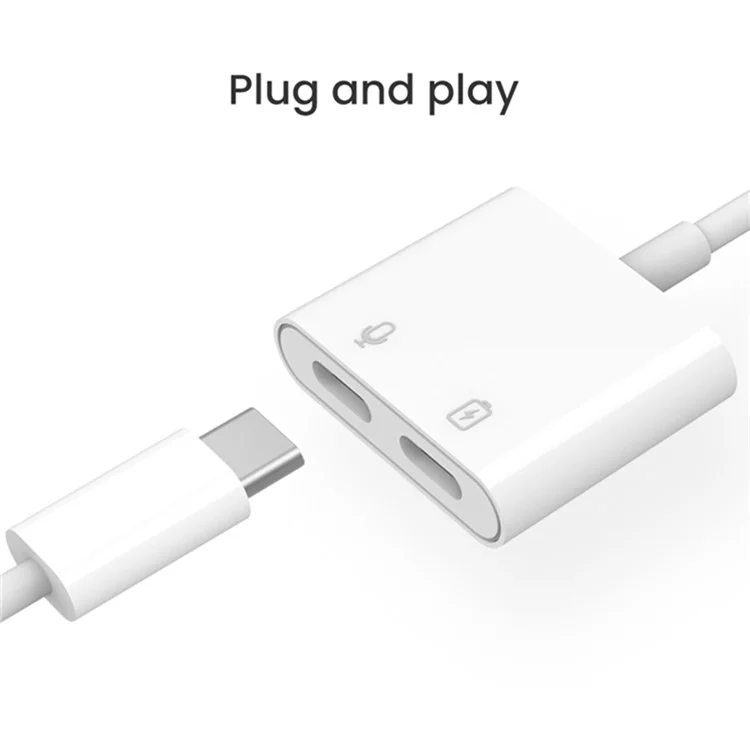 MH-CM36S 60W Type-C Mâle vers Dual Type-C Femelle Adaptateur Câble de Charge Connecteur d'Écouteurs