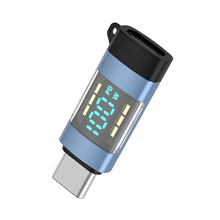 USB 3.1 Type-C to Type-C Male to Female Converter OTG Adapter with Digital Display - Blue