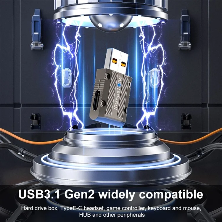 10Gbps Data Transmission 120W USB 3.1 Gen2 to Type-C Converter Straight Adapter