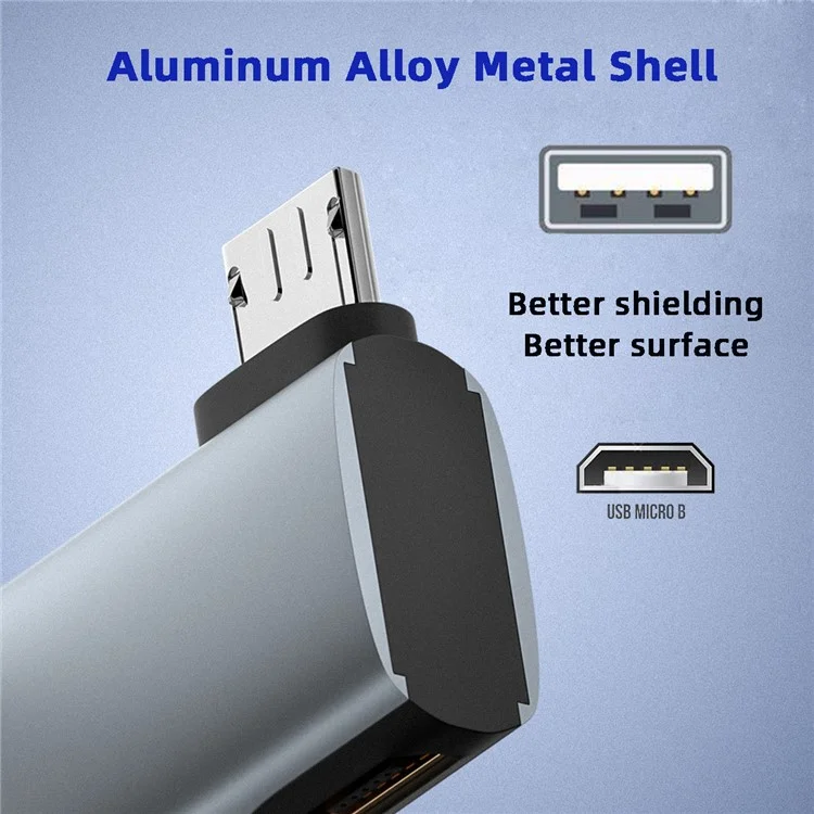 U2-009-LE Adaptateur OTG micro USB 2.0 femelle à USB Type-A femelle à angle droit de 90 degrés avec alimentation USB pour téléphone et tablette