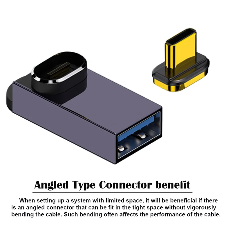 UC-028-AFU Magnetic Connector 10Gbps Type C Male to USB3.0 Female 90 Degree Up Down Angled OTG Data Adapter