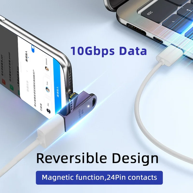 UC-028-AFU Magnetic Connector 10Gbps Type C Male to USB3.0 Female 90 Degree Up Down Angled OTG Data Adapter
