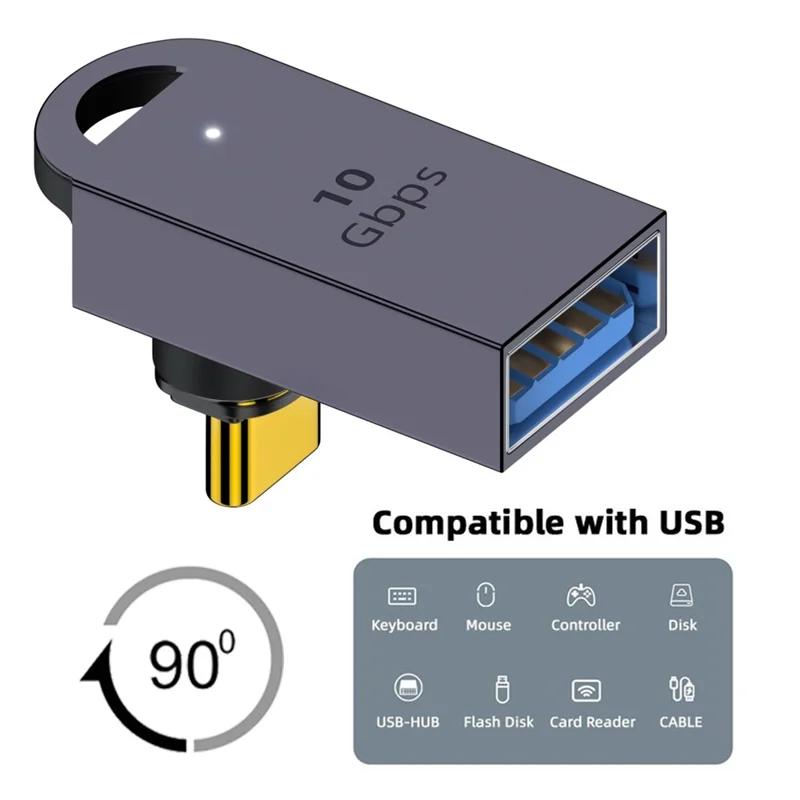 UC-028-AFU Magnetic Connector 10Gbps Type C Male to USB3.0 Female 90 Degree Up Down Angled OTG Data Adapter