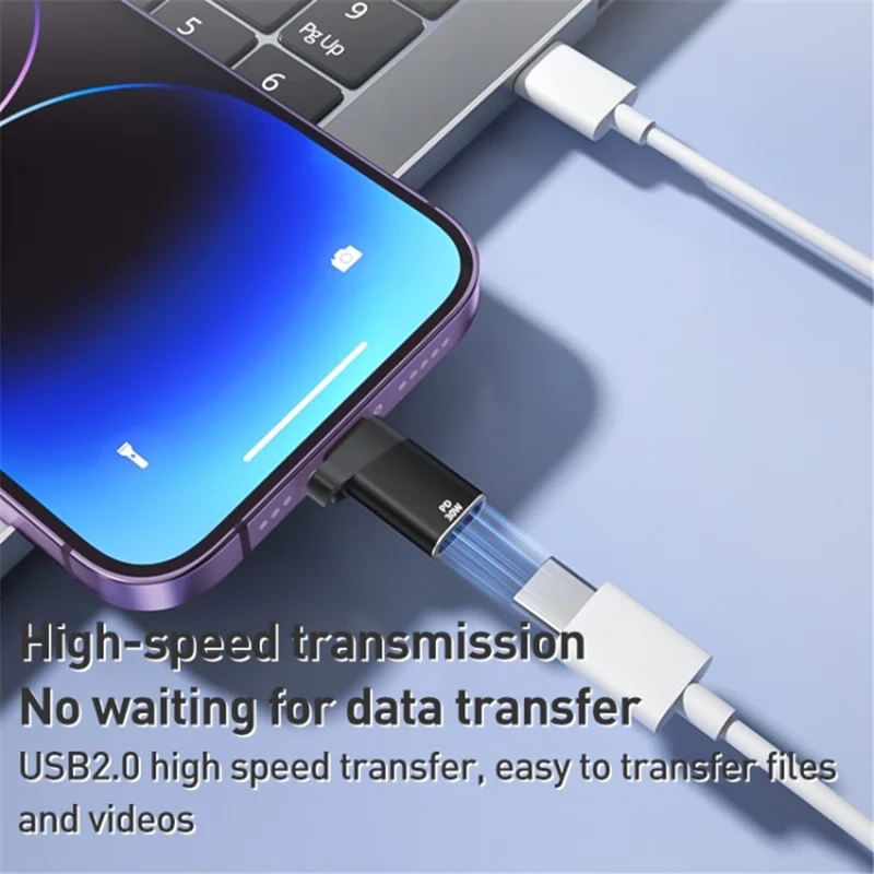 ADS-615 PD 60W Fast Charging Type-C Male to iP Female Adapter Cell Phone Converter for iPhone, MacBook - Grey