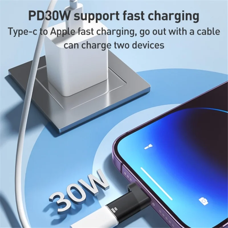 ADS-615 PD 60W Fast Charging Type-C Male to iP Female Adapter Cell Phone Converter for iPhone, MacBook - Grey