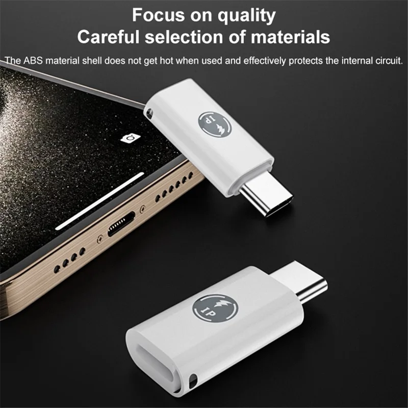 ABS Charging Adapter Type-C Male to iP Female Converter Fast Data Transfer Speed