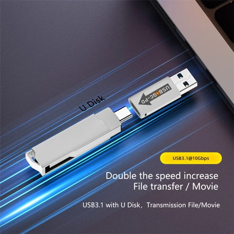AM / CF-OC-PD USB-A QC3.1 a Convertitore Type-C PD LED Indicator 10Gbps USB Adapter - Blu