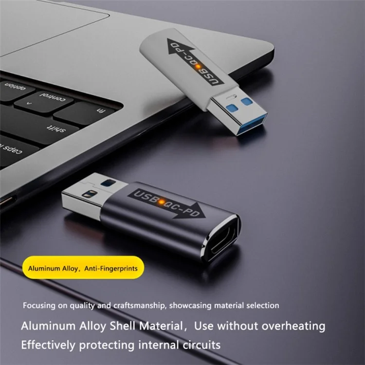 AM / CF-OC-PD USB-A QC3.1 a Convertitore Type-C PD LED Indicator 10Gbps USB Adapter - Blu
