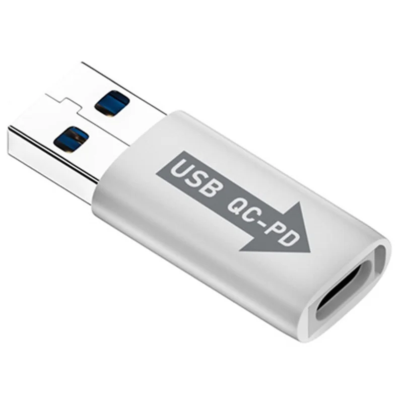 AM / CF-OC-PD USB-A QC3.1 to Type-C PD Converter Adapter with 10Gbps Data Transfer - Silver