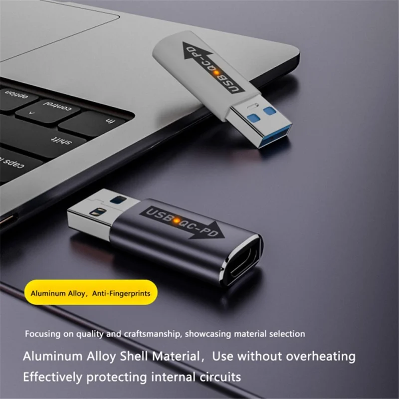 AM / CF-OC-PD USB-A QC3.1 to Type-C PD Converter Adapter with 10Gbps Data Transfer - Silver