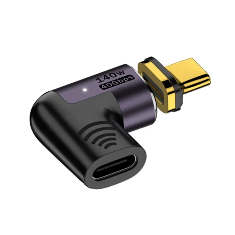Angewinkelter 140W 5A Magnetischer USB 4.0 Typ-C Stecker auf Buchse 40Gbps Daten-OTG-Adapter