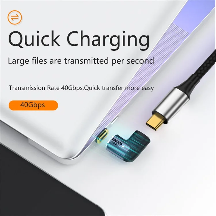Angewinkelter 140W 5A Magnetischer USB 4.0 Typ-C Stecker auf Buchse 40Gbps Daten-OTG-Adapter