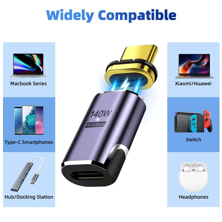 140W 5A Magnetic USB4 Type-C Straight Converter 8K 60Hz 40Gbps OTG Adapter