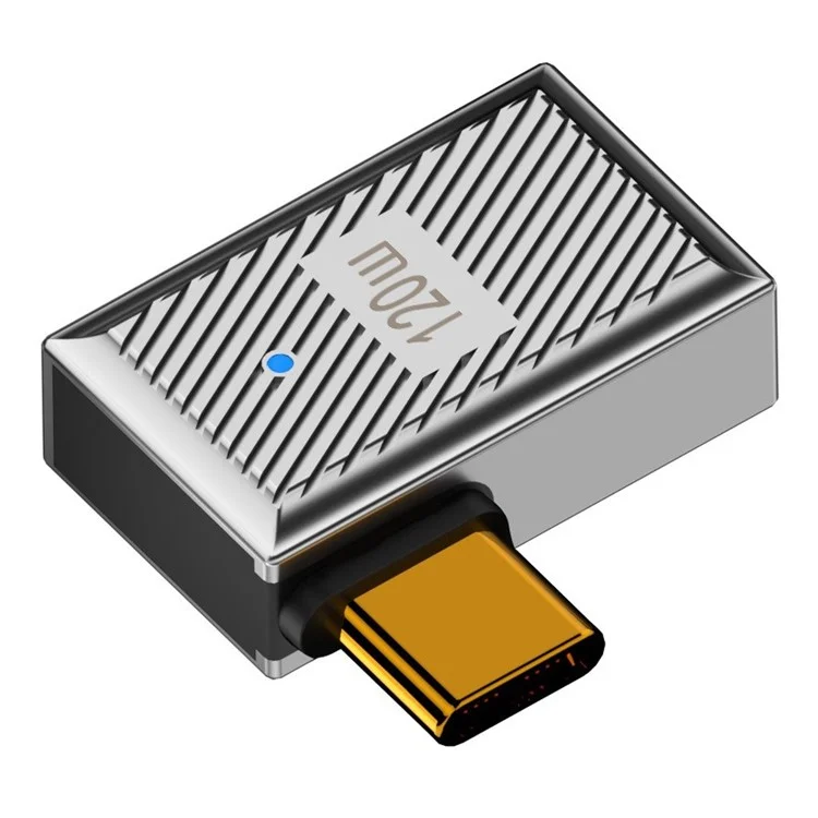USB-A 3.1 Femmina a Type-C Maschio Adattatore ad Angolo Laterale 10Gbps 120W OTG - Argento
