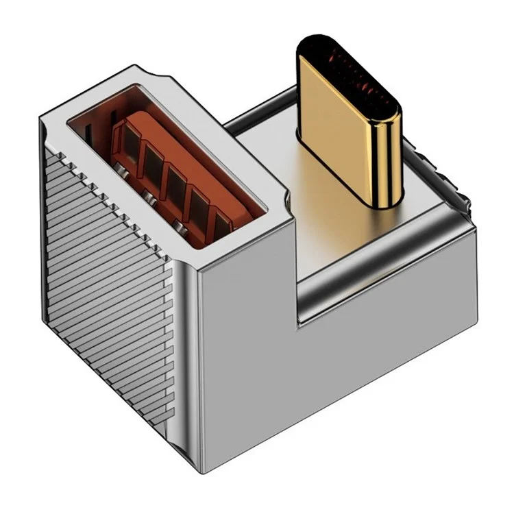 10 Gbps USB-A 3.1 Femme à Type-C Male U-Shape 120W Adaptateur OTG de Charge Rapide - Argent