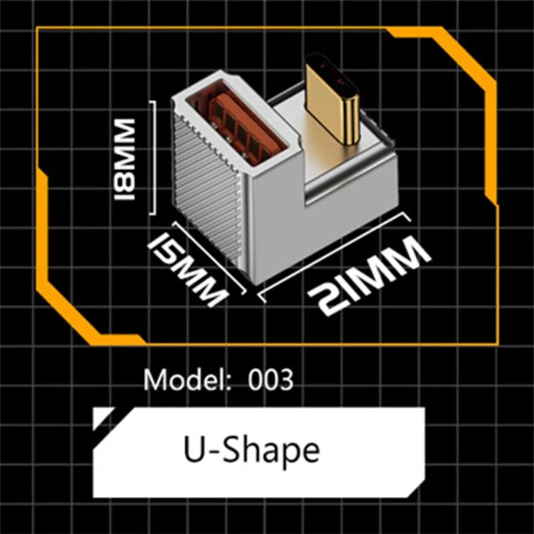 10 Gbps USB-A 3.1 Femme à Type-C Male U-Shape 120W Adaptateur OTG de Charge Rapide - Argent