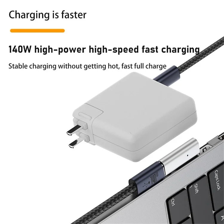 Bend Lateral USB-C a Magnetic 3 Adaptador Right Ángulo Right PD 140W Convertidor de Carga Compatible Con MacBook