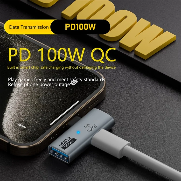 Adaptateur USB 3.2 Type-C à USB-A / Adaptateur USB-C 10 Gbps OTG USB-C 2 à 1 Convertisseur Avec Charge PD 100W