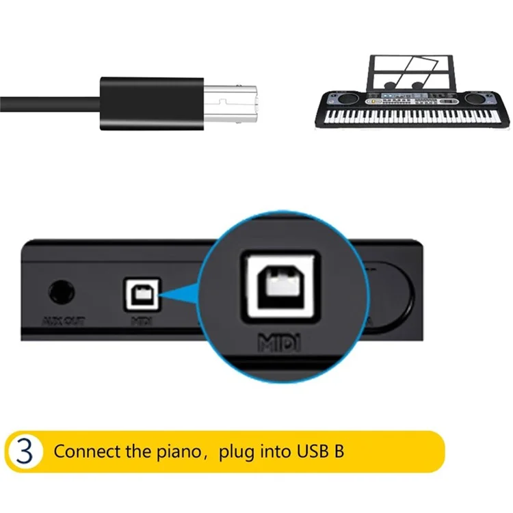 USB-B Female to USB-C Male Elbow Adapter Converter 480Mbps Connector for Electric Piano / Printer