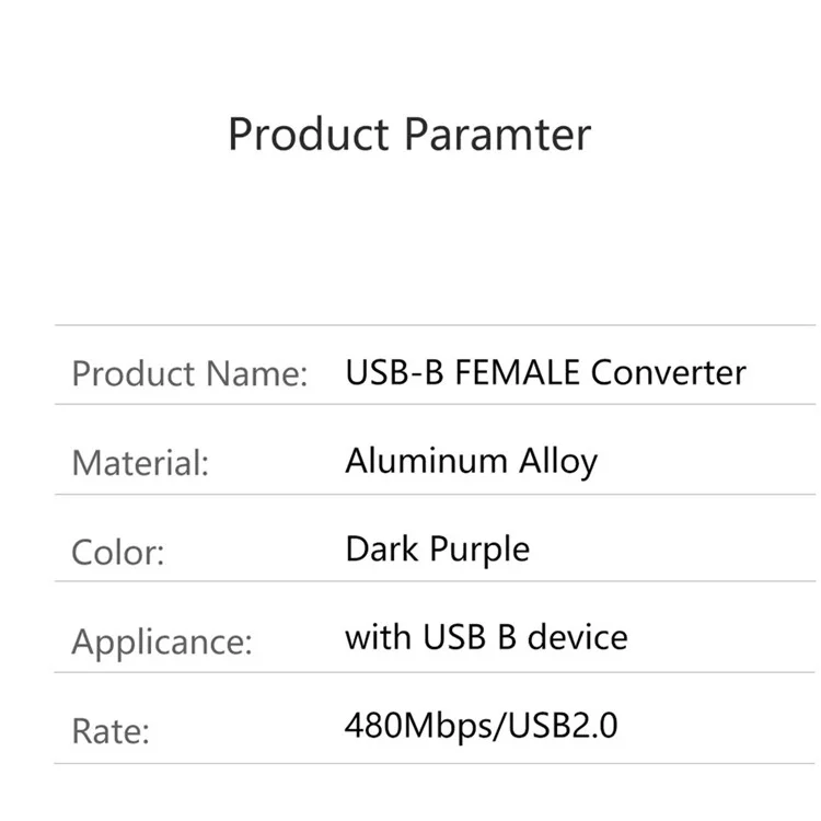 USB-B Femenino a USB-C Adaptador de Convertidor Masculino 480Mbps Conector de Transferencia de Datos Para Piano Eléctrico / Impresora