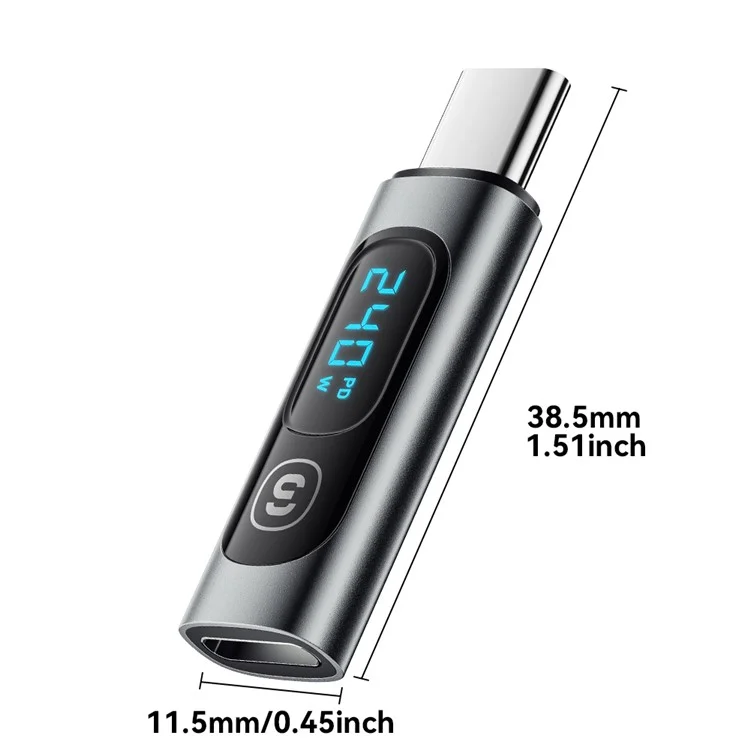 ESSAGER Type-C Male to Type-C Female 240W Type C Power Meter Tester with Digital Display