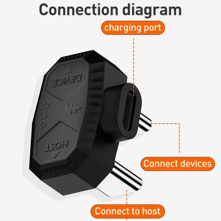 Adaptador de Carregador OTG Conversor em Forma de U de 8 Pinos para Microfone Lavalier de Tipo-C Duplo