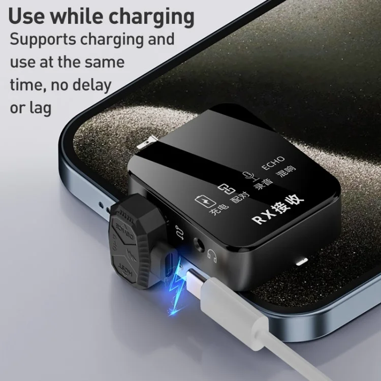 Adaptador de Carregador OTG Conversor em Forma de U de 8 Pinos para Microfone Lavalier de Tipo-C Duplo