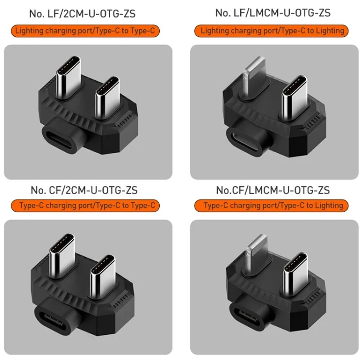 Adaptador de Carregador OTG Conversor em Forma de U de 8 Pinos para Microfone Lavalier de Tipo-C Duplo