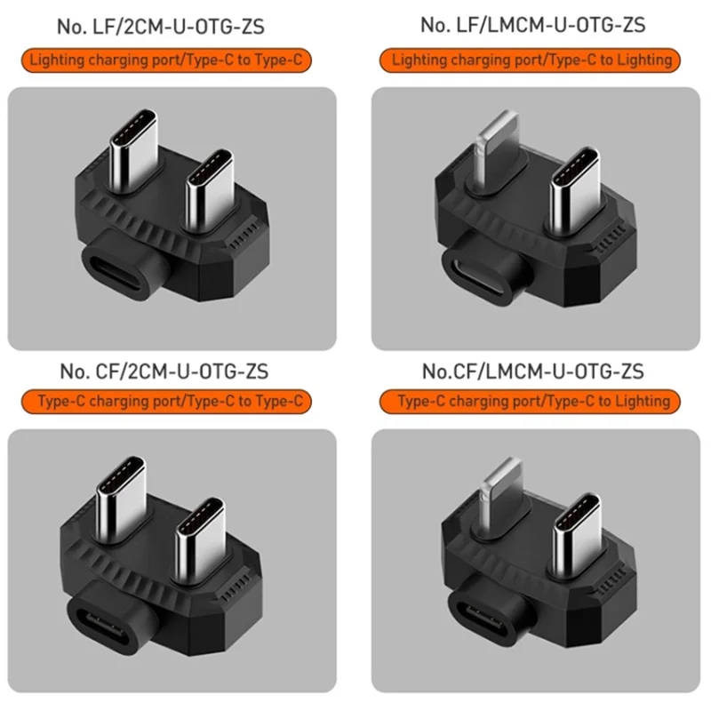 Adattatore di ricarica a forma di U per microfono lavalier Type-C femmina a Type-C+Type-C maschio OTG Converter