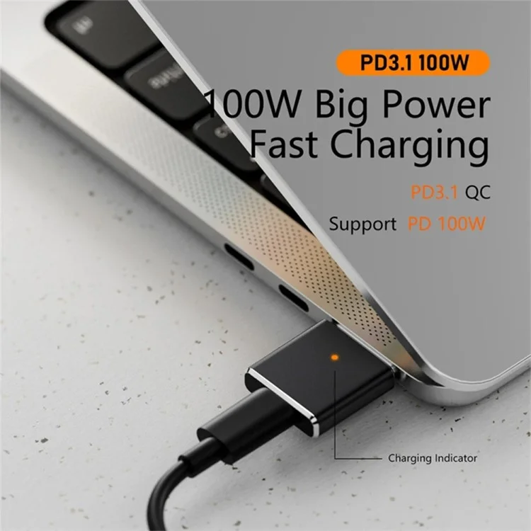 Für MacBook PD 100W kompatibel mit MagSafe 3 zu Type C Weiblich Aluminum-Legierung Konverter - Schwarz