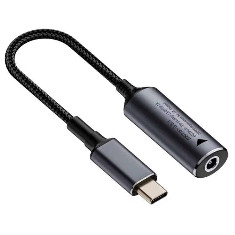 Geflochtenes Kabel 5,5 x 2,5 mm DC-Buchse zu Type-C-Stecker-Adapter, unterstützt 140 W Schnellladung