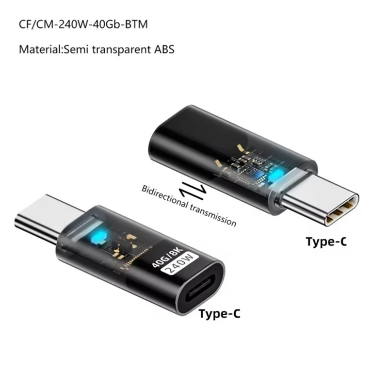 Type-C Male to Type-C Female 240W Fast Charging USB-C 8K Video Data Transfer Converter