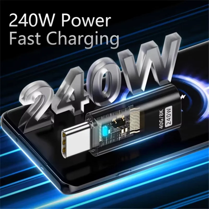 Type-C Male to Type-C Female 240W Fast Charging USB-C 8K Video Data Transfer Converter