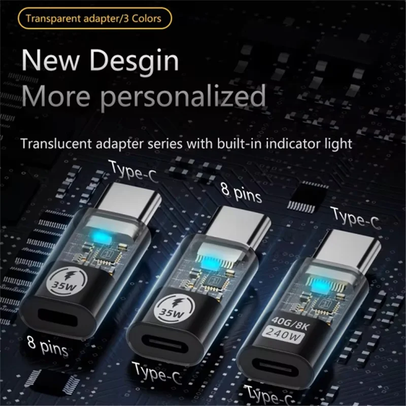 Type-C Male to Type-C Female 240W Fast Charging USB-C 8K Video Data Transfer Converter