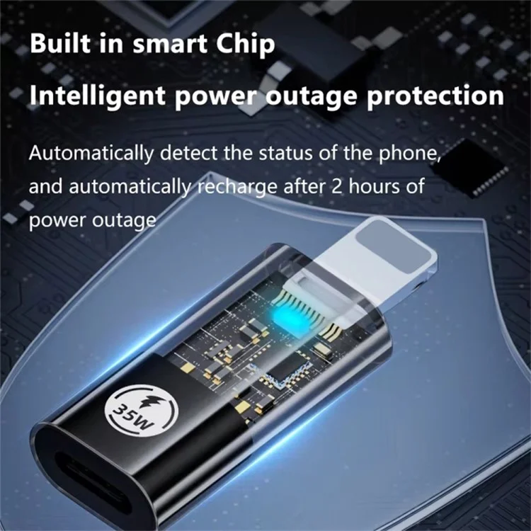Type-C Male to 8 Pin Female 480Mbps PD 35W Fast Charging Adapter Support Data Transmission