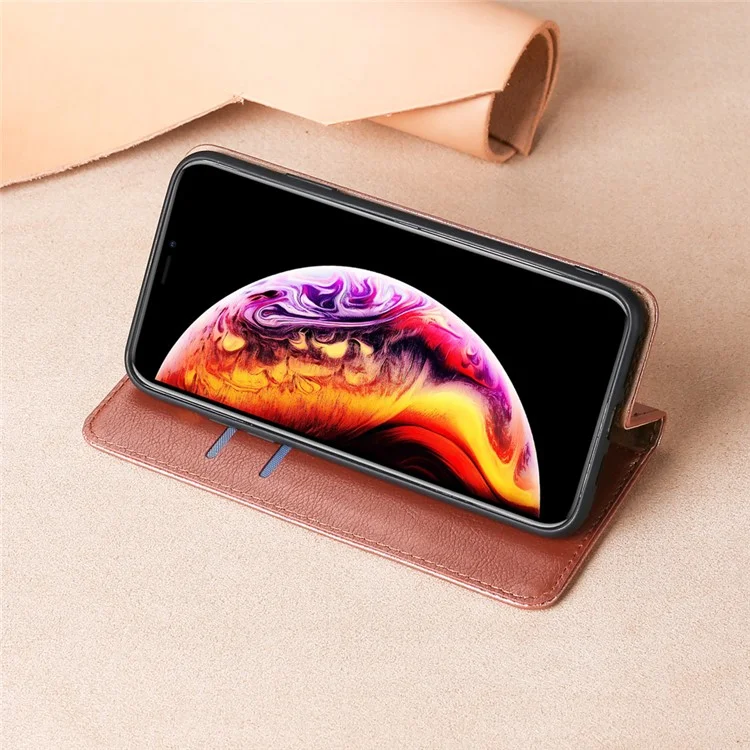 Billetera Soporte de Piel Absorbida Automáticamente para OnePlus Nord N10 5G - Oro Rosa