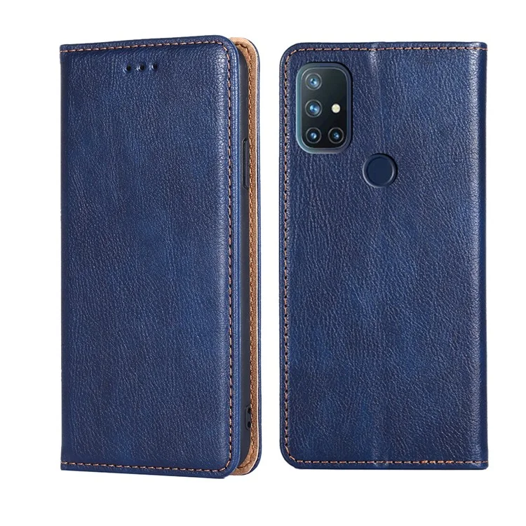 Wallet Stand Auto-absorbed Leather Case for OnePlus Nord N10 5G - Blue