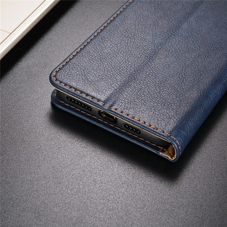 Wallet Stand Auto-absorbed Leather Case for OnePlus Nord N10 5G - Blue