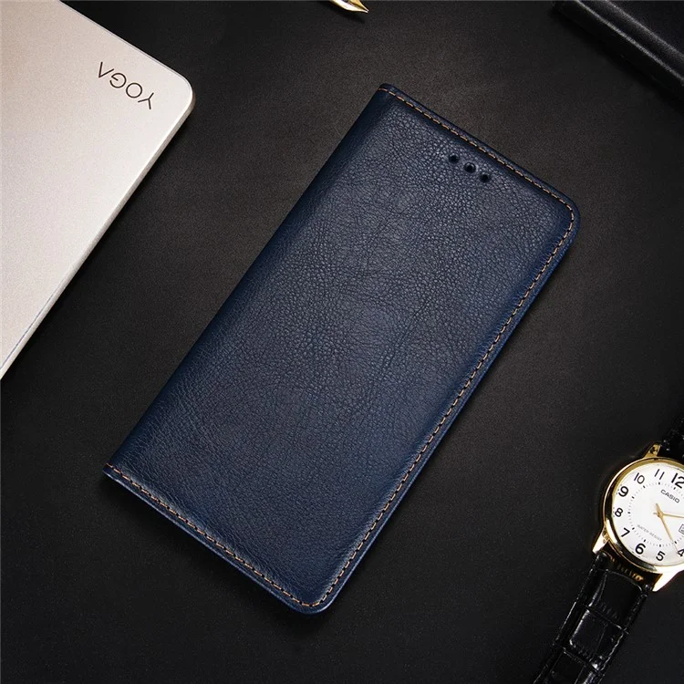 Wallet Stand Auto-absorbed Leather Case for OnePlus Nord N10 5G - Blue