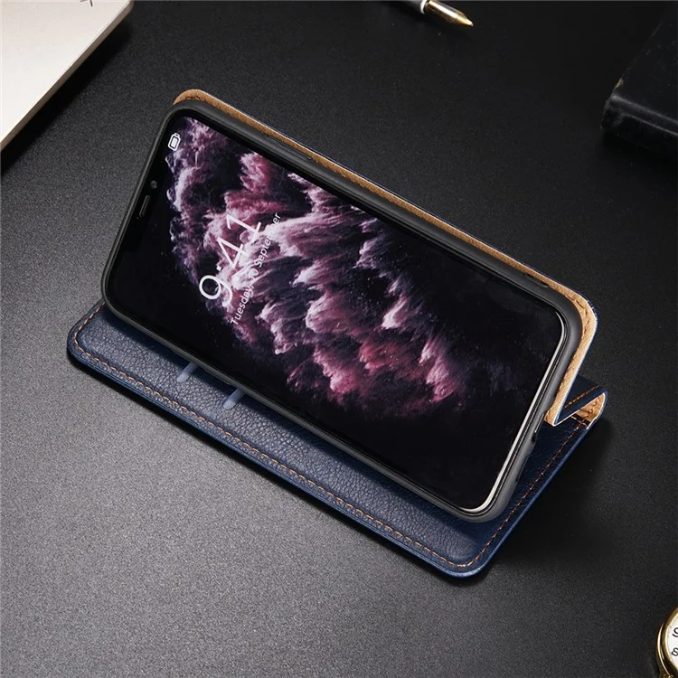 Wallet Stand Auto-absorbed Leather Case for OnePlus Nord N10 5G - Blue