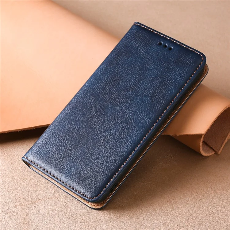 Wallet Stand Auto-absorbed Leather Case for OnePlus Nord N10 5G - Blue