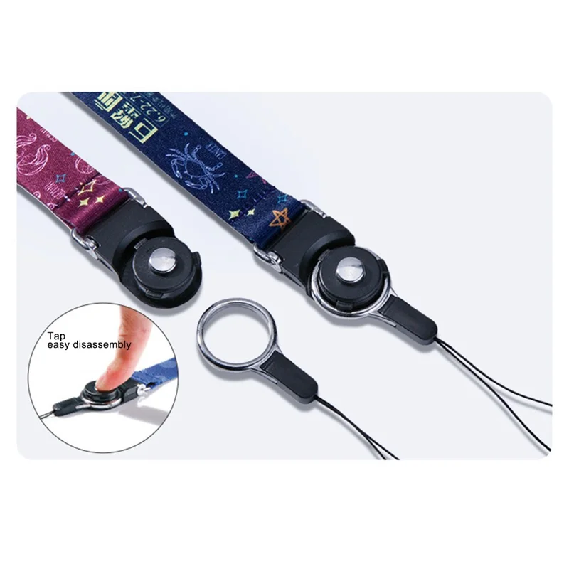 10 sztuk / opakowanie, kolorowy naszyjnik z motywem 12 znaków zodiaku, z karabińczykiem obrotowym, odłączalny pasek na telefon lub identyfikator – Lew